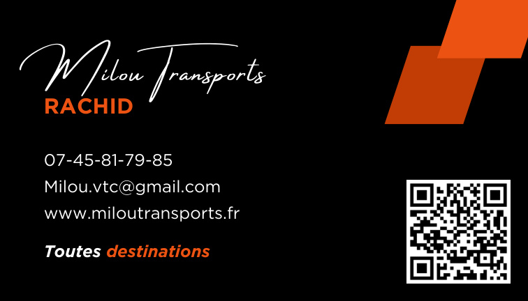 Carte de visite Milou Transports verso - contact RACHID